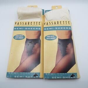 Vassarette Sheer Pantyhose Matte Hi Cut Shaper White Size Small Lot of 2